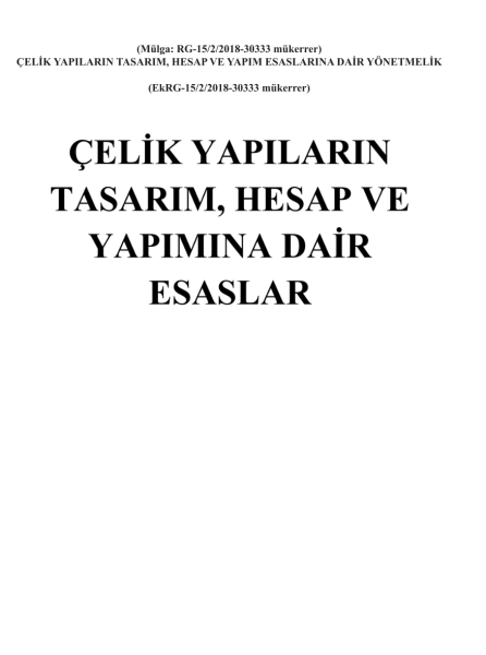 Çelik Yapıların Tasarım Hesap Esasları